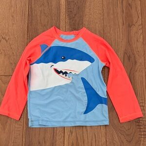 GAP Kids Shark Rashguard - Coral and Light Blue